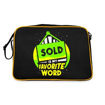 Verkauft Ist Mein Liebstes Wort Immobilienmakler - Retro Tasche - Schwarz/Gold - Hinten