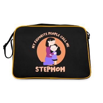 Meine Lieblingsmenschen Nennen Mich Stiefmutter - Retro Tasche - Schwarz/Gold - Hinten