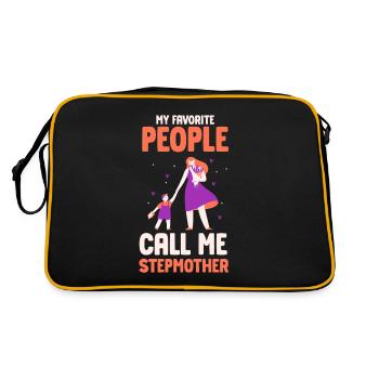 Meine Lieblingsmenschen Nennen Mich Stiefmutter - Retro Tasche - Schwarz/Gold - Hinten