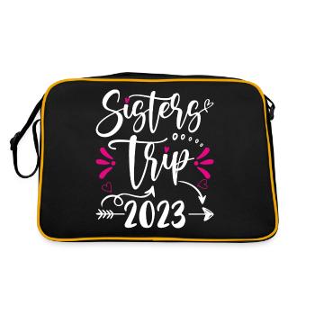 Sisters Trip 2023 Vacation Travel Funny Sisters - Retro Tasche - Schwarz/Gold - Hinten