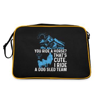 I Ride A Dog Sled Team Funny Mushing Sled Dog - Retro Bag - black/gold - Back