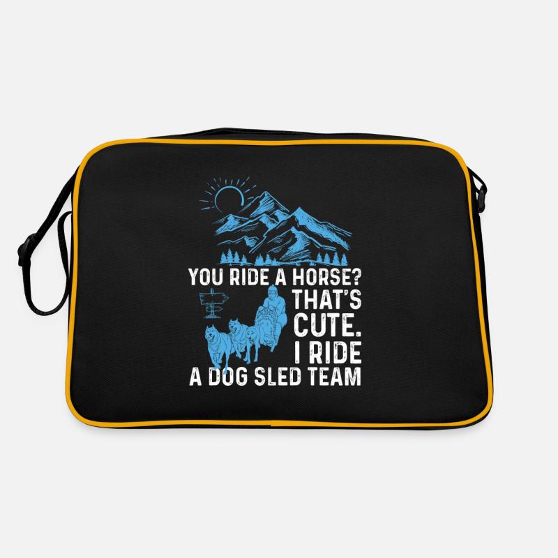 I Ride A Dog Schlitten Team Lustiger Mushing Retro Tasche