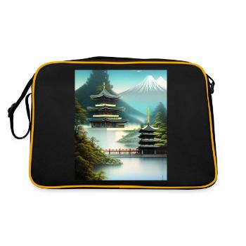 Haruno Illustration du temple japonais Japon - Sac Retro - noir/or - Dos