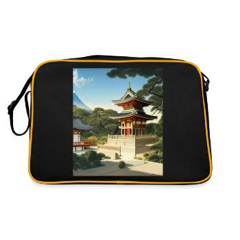 Haruno Illustration du temple japonais Japon - Sac Retro - noir/or - Dos