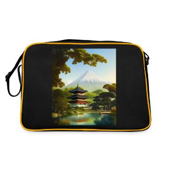 Haruno Illustration du temple japonais Japon - Sac Retro - noir/or - Dos