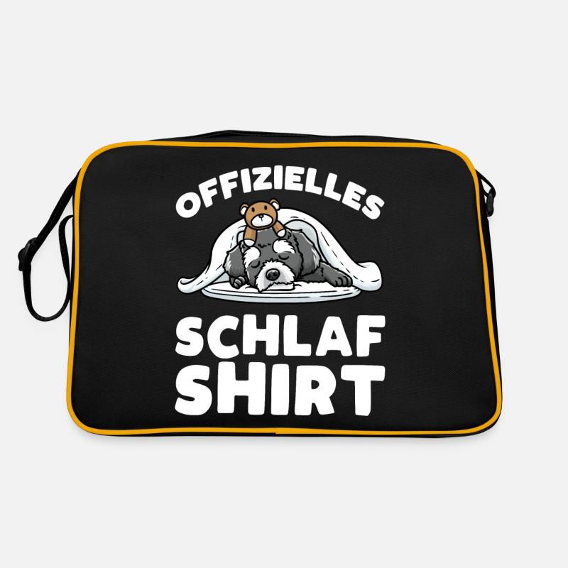 Schnoodle Hund Mit Kuscheltier Schlaf Schlummern Retro Tasche