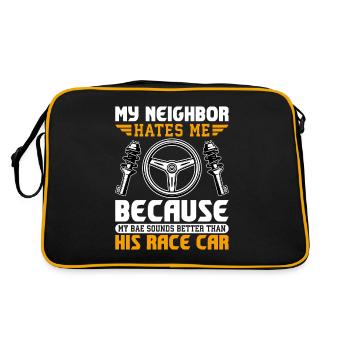 My neighbor hates me because my bae sounds - - Retro Bag - black/gold - Back