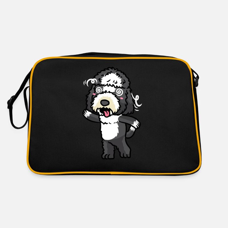 Sheepadoodle Hund Emoticon Retro Tasche
