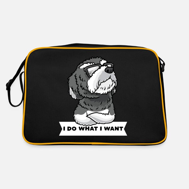 Schnoodle Hund Mit Sonnenbrille Retro Tasche