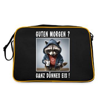 Guten Morgen ganz dünnes Eis - Retro Tasche - Schwarz/Gold - Hinten