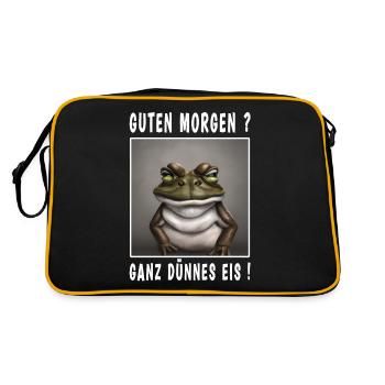 Guten Morgen ganz dünnes Eis - Retro Tasche - Schwarz/Gold - Hinten