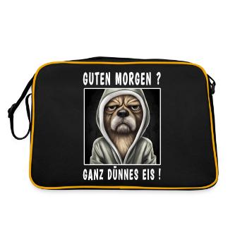 Guten Morgen ganz dünnes Eis - Retro Tasche - Schwarz/Gold - Hinten