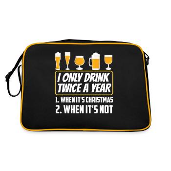 Trinke Zweimal Wenn Es Weihnachten Ist Trinken - Retro Tasche - Schwarz/Gold - Hinten