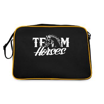Team Pferde Reiten Pferd Reiter Reiterhof - Retro Tasche - Schwarz/Gold - Hinten