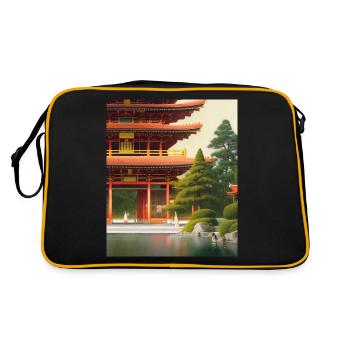 Haruno Illustration du temple japonais Japon - Sac Retro - noir/or - Dos