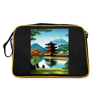 Haruno Illustration du temple japonais Japon - Sac Retro - noir/or - Dos