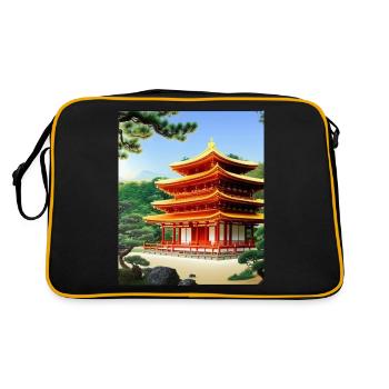 Haruno Illustration du temple japonais Japon - Sac Retro - noir/or - Dos