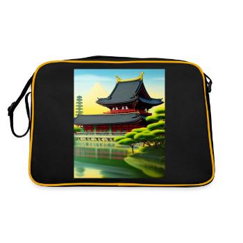 Haruno Illustration du temple japonais Japon - Sac Retro - noir/or - Dos