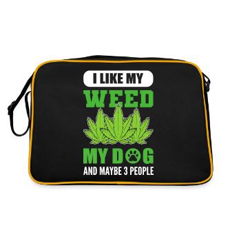 I Like Weed My Dog and Maybe 3 People Marijuana - Retro Tasche - Schwarz/Gold - Hinten