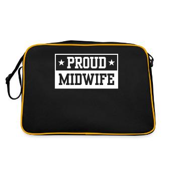 Stolze Hebamme Beruf Hebammen Geburtshilfe - Retro Tasche - Schwarz/Gold - Hinten