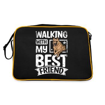 Marcher avec mon meilleur ami berger anglais - Sac Retro - noir/or - Dos