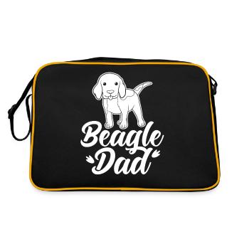 Beagle Papa Hund Liebhaber Beagles Welpe - Retro Tasche - Schwarz/Gold - Hinten