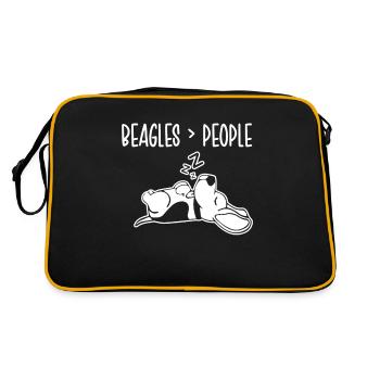 Beagles > Menschen Welpe Hund Liebhaber Beagle - Retro Tasche - Schwarz/Gold - Hinten