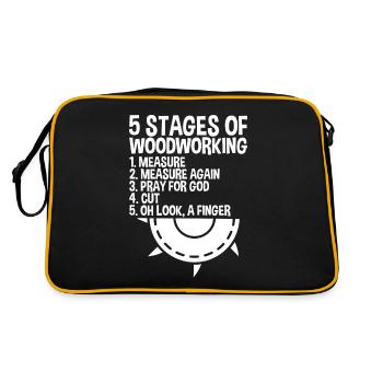 5 Stages Of Woodworking 1 - Retro Tasche - Schwarz/Gold - Hinten