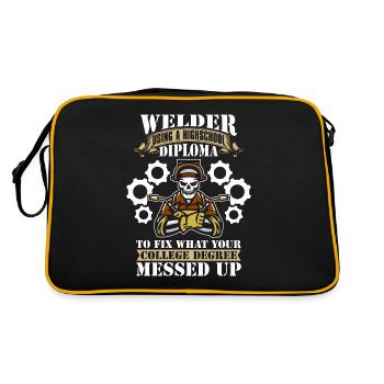 Soudeur utilisant une soudure de diplôme d’études secondaires - Sac Retro - noir/or - Dos