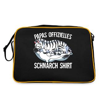 Papas Offizielles Schnarch Shirt Papa Schnarchen - Retro Tasche - Schwarz/Gold - Hinten