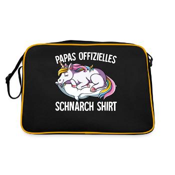 Papas Offizielles Schnarch Shirt Papa Schnarchen - Retro Tasche - Schwarz/Gold - Hinten