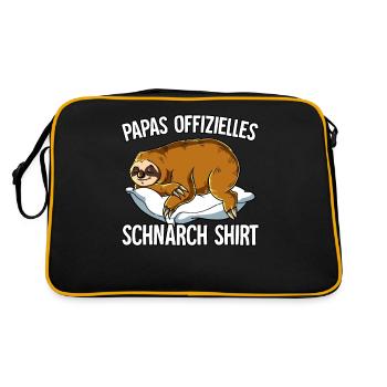 Papas Offizielles Schnarch Shirt Papa Schnarchen - Retro Tasche - Schwarz/Gold - Hinten