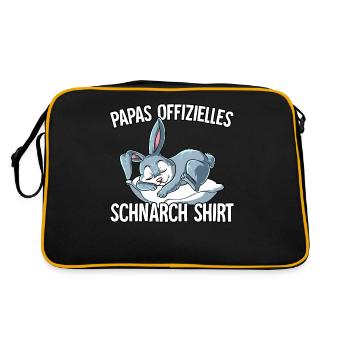 Papas Offizielles Schnarch Shirt Papa Schnarchen - Retro Tasche - Schwarz/Gold - Hinten