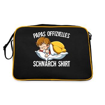 Papas Offizielles Schnarch Shirt Papa Schnarchen - Retro Tasche - Schwarz/Gold - Hinten