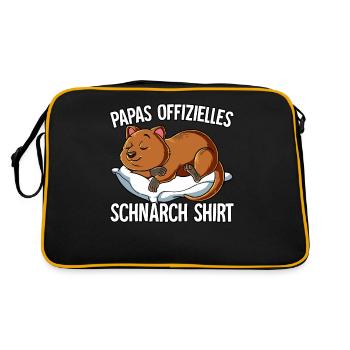 Papas Offizielles Schnarch Shirt Papa Schnarchen - Retro Tasche - Schwarz/Gold - Hinten