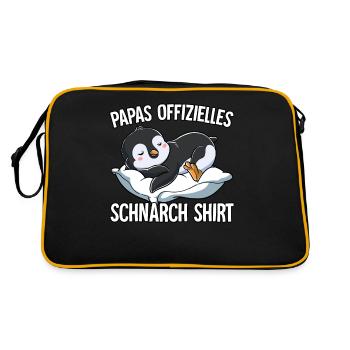 Papas Offizielles Schnarch Shirt Papa Schnarchen - Retro Tasche - Schwarz/Gold - Hinten