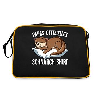 Papas Offizielles Schnarch Shirt Papa Schnarchen - Retro Tasche - Schwarz/Gold - Hinten