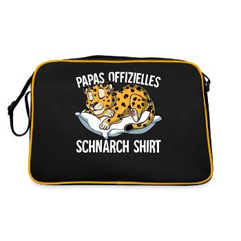 Papas Offizielles Schnarch Shirt Papa Schnarchen - Retro Tasche - Schwarz/Gold - Hinten