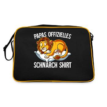 Papas Offizielles Schnarch Shirt Papa Schnarchen - Retro Tasche - Schwarz/Gold - Hinten