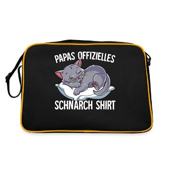 Papas Offizielles Schnarch Shirt Papa Schnarchen - Retro Tasche - Schwarz/Gold - Hinten