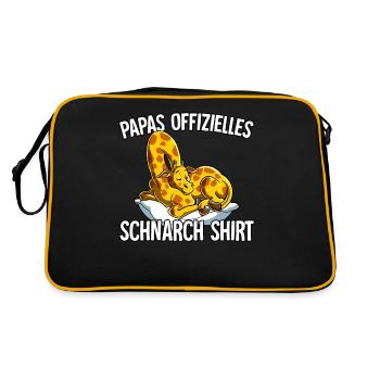 Papas Offizielles Schnarch Shirt Papa Schnarchen - Retro Tasche - Schwarz/Gold - Hinten