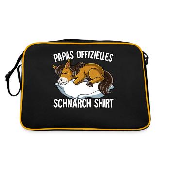 Papas Offizielles Schnarch Shirt Papa Schnarchen - Retro Tasche - Schwarz/Gold - Hinten