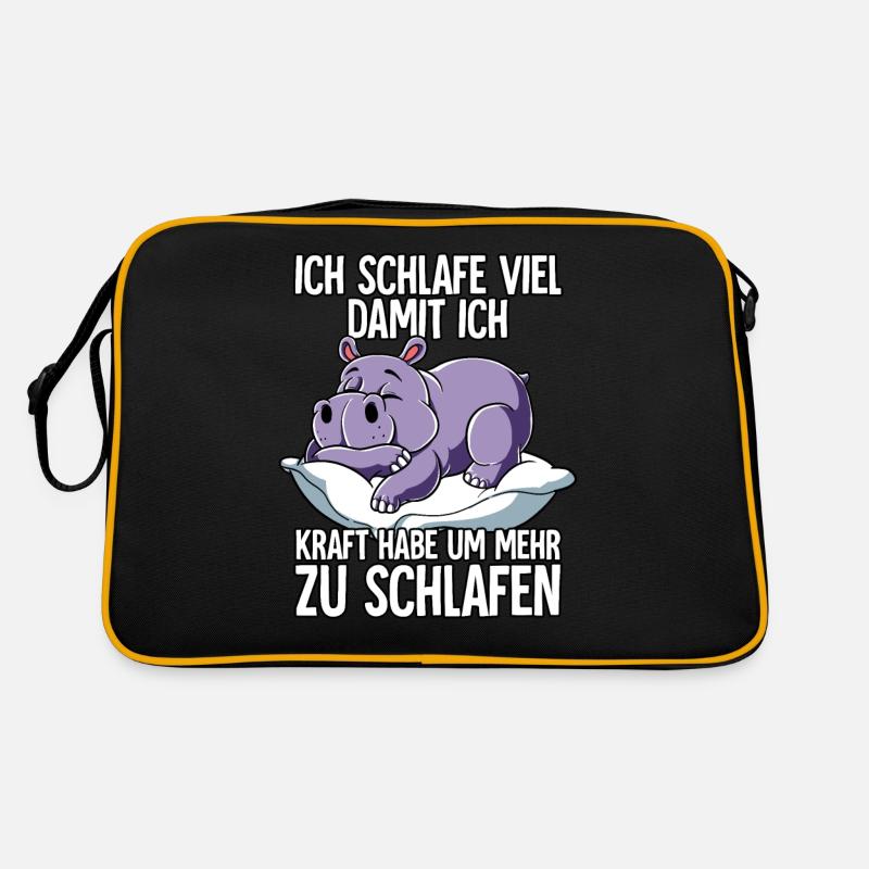 Ich Schlafe Nilpferd Retro Tasche