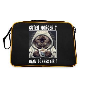 Guten Morgen ganz dünnes Eis - Retro Tasche - Schwarz/Gold - Hinten