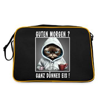 Guten Morgen ganz dünnes Eis - Retro Tasche - Schwarz/Gold - Hinten