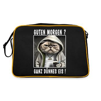 Guten Morgen ganz dünnes Eis - Retro Tasche - Schwarz/Gold - Hinten