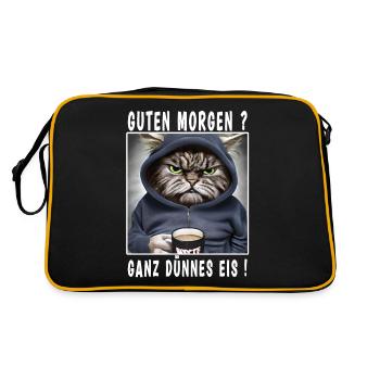 Guten Morgen ganz dünnes Eis - Retro Tasche - Schwarz/Gold - Hinten