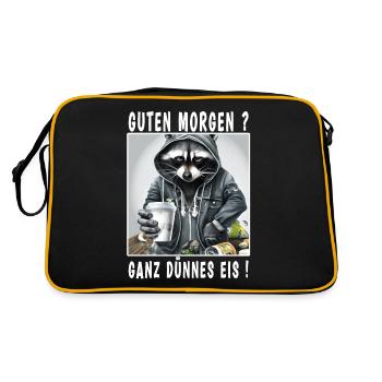 Guten Morgen ganz dünnes Eis - Retro Tasche - Schwarz/Gold - Hinten