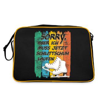 Schlittschuhlaufen Schlittschuhe Wintersport - Retro Tasche - Schwarz/Gold - Hinten