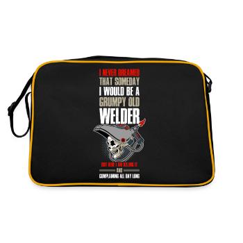 Grumpy Old Welder Schweißer Geschenk - Retro Tasche - Schwarz/Gold - Hinten